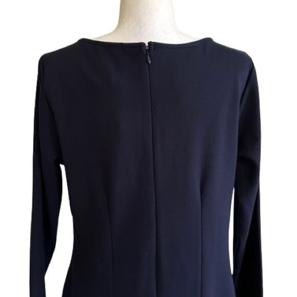 Chloe Kristyn Maggie Navy Ponte Knit V-Neck Long Sleeve Sheath Dress Large NEW - Picture 6 of 12